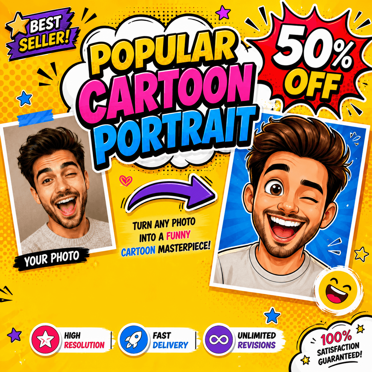 personalized cartoon portrait by ToonCanvas
